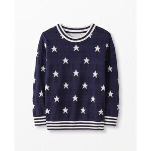 Hanna Andersson Stars and Stripes sweater girls size 6/7 blue white shirt
